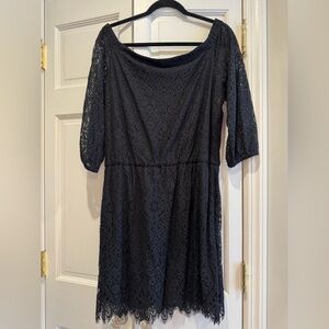 White House Black Market Black Lace off the shoulder dress Size 12